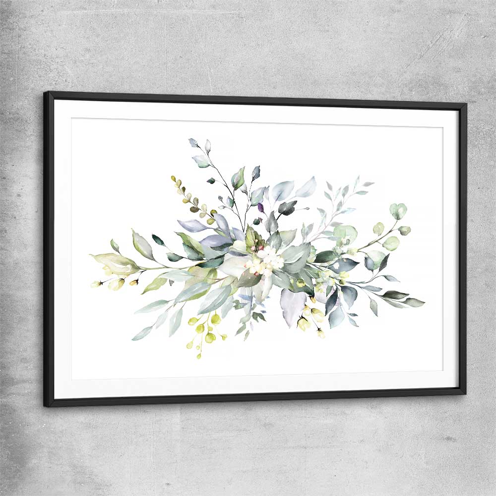 Floral print of Watercolour Floral with black glass front frame