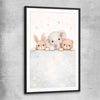 Baby Animal Trio black glass front frame is a nursery canvas wall art and print suited for childrens nursery area