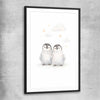 Cute Penguins black glass front frame is a nursery canvas wall art and print suited for childrens nursery area