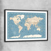 Education Map Blue black glass front frame is a nursery canvas wall art and print suited for childrens nursery area
