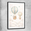 Floating Dreams black glass front frame is a nursery canvas wall art and print suited for childrens nursery area