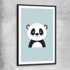 Friendly Panda black glass front frame is a nursery canvas wall art and print suited for childrens nursery area