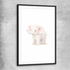 Little Elephant black glass front frame is a nursery canvas wall art and print suited for childrens nursery area