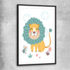 Safari Lion black glass front frame is a nursery canvas wall art and print suited for childrens nursery area