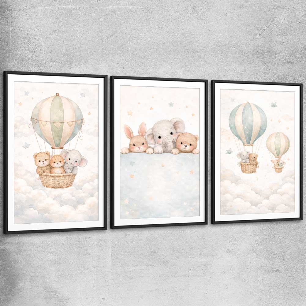 Sweet Dreams Set black glass front frame is a nursery canvas wall art and print suited for childrens nursery area