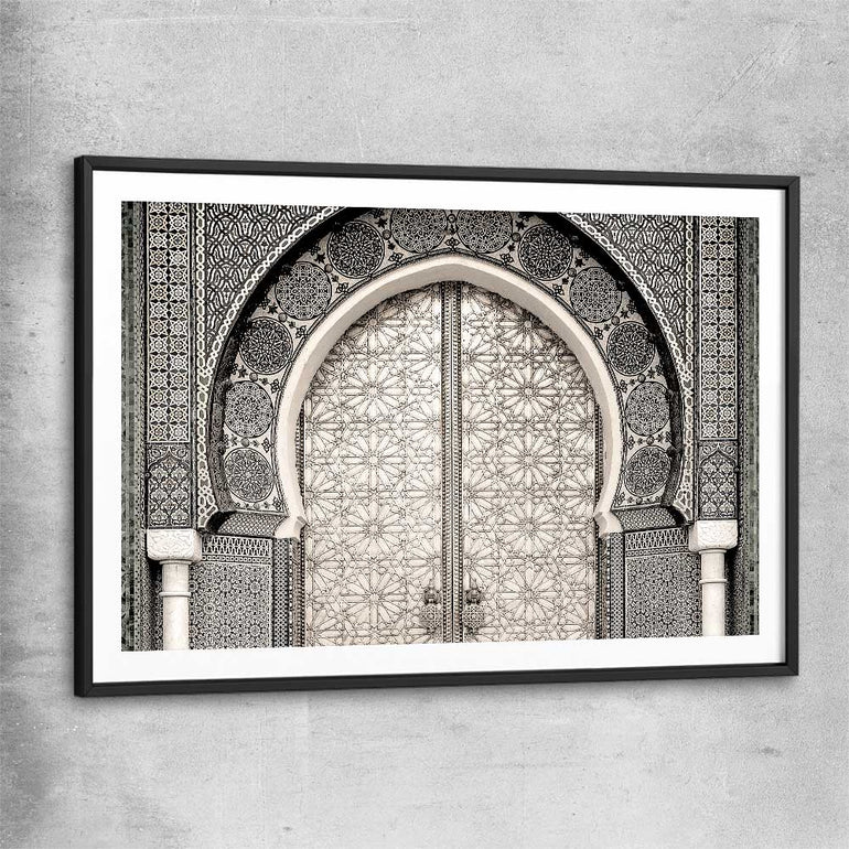 Ancient Morocco black glass front frame is a high quality print in our city skyline, travel prints and maps collection