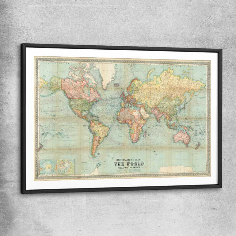 Antique World Colour black glass front frame is a high quality print in our city skyline, travel prints and maps collection
