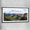 Blue Mountains Valley black glass front frame is a high quality print in our city skyline, travel prints and maps collection