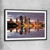 Brisbane City Reflections black glass front frame is a high quality print in our city skyline, travel prints and maps collection