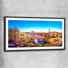 Golden Vegas black glass front frame is a high quality print in our city skyline, travel prints and maps collection