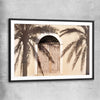 Marrakech Palm Shadows black glass front frame is a high quality print in our city skyline, travel prints and maps collection