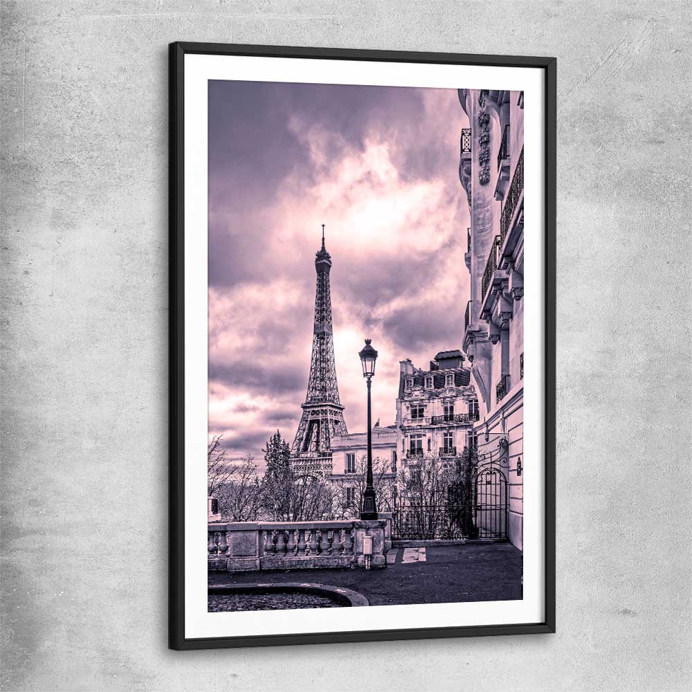 Paris Skyline Noir black glass front frame is a high quality print in our city skyline, travel prints and maps collection