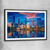 Perth Skyline Sunset black glass front frame is a high quality print in our city skyline, travel prints and maps collection