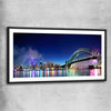 Sydney Harbour Lights black glass front frame is a high quality print in our city skyline, travel prints and maps collection