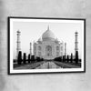 Taj Mahal View black glass front frame is a high quality print in our city skyline, travel prints and maps collection