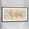 Vintage Map Colour black glass front frame is a high quality print in our city skyline, travel prints and maps collection