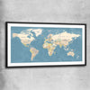 World Map black glass front frame is a high quality print in our city skyline, travel prints and maps collection