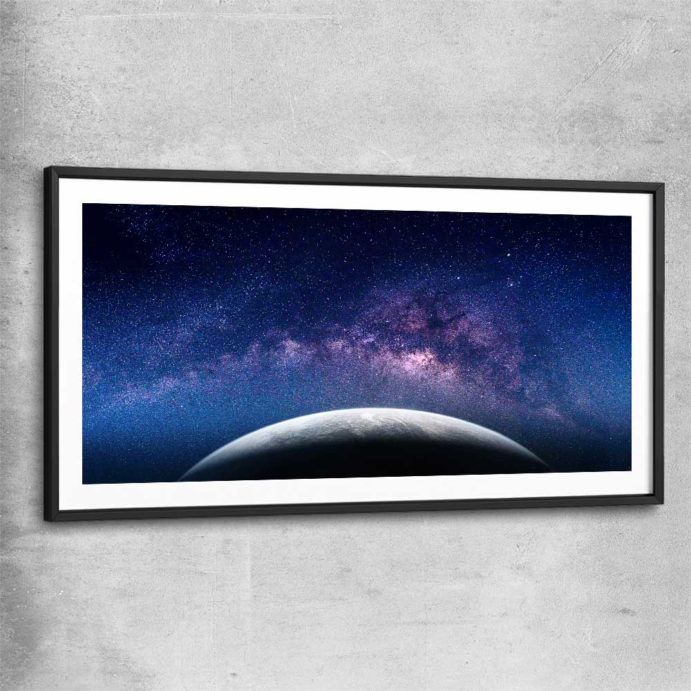 Space prints and wall art of Earth View with black glass front frame