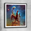Space prints and wall art of Pillars of Creation with black glass front frame