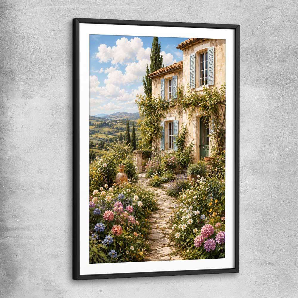 Provence In Bloom black glass front frame is a high quality print in our city skyline, travel prints and maps collection