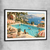 Riviera Poolside black glass front frame is a high quality print in our city skyline, travel prints and maps collection