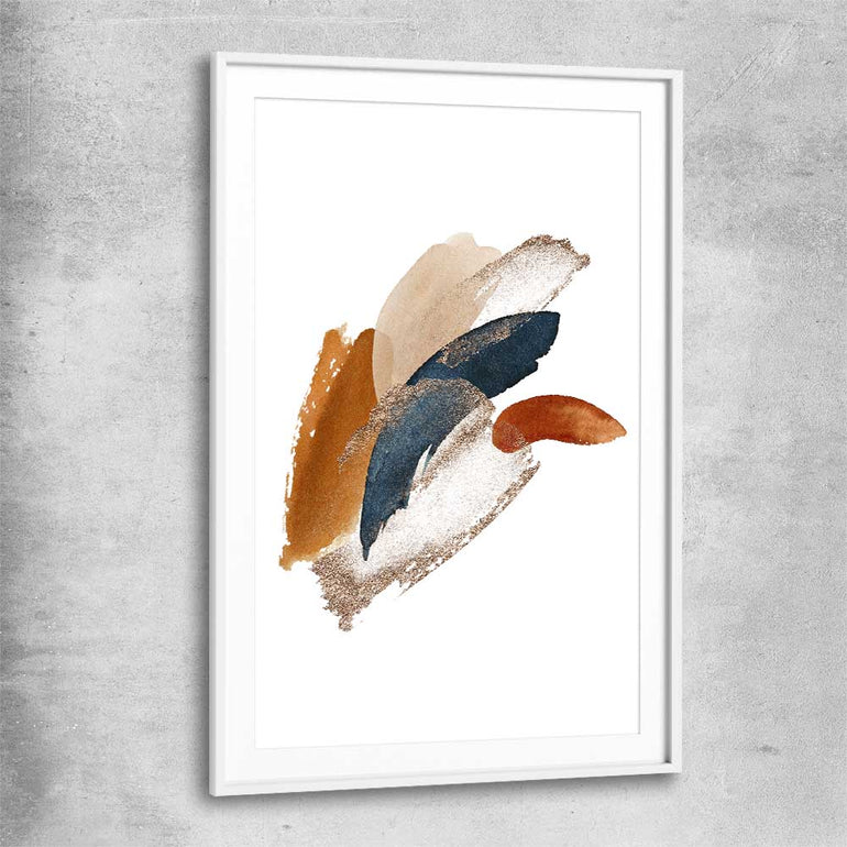 Abstract Strokes One white glass front frame - part of our high quality canvas abstract wall art collection