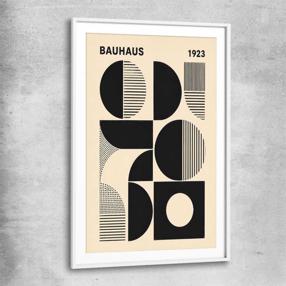 Bauhaus Forms white glass front frame - part of our high quality canvas abstract wall art collection