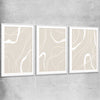 Beige Lines Set white glass front frame - part of our high quality canvas abstract wall art collection