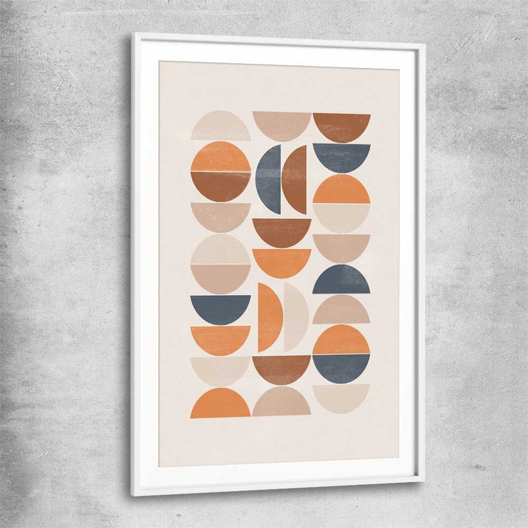 Bohemian Moons white glass front frame - part of our high quality canvas abstract wall art collection