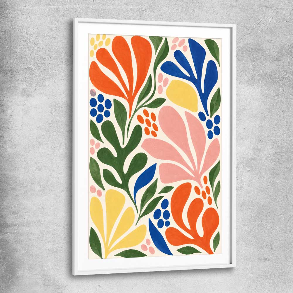 Chromatic Garden white glass front frame - part of our high quality canvas abstract wall art collection