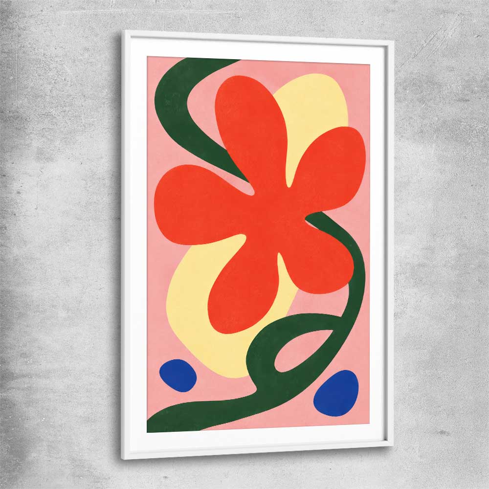 Coral Petal white glass front frame - part of our high quality canvas abstract wall art collection