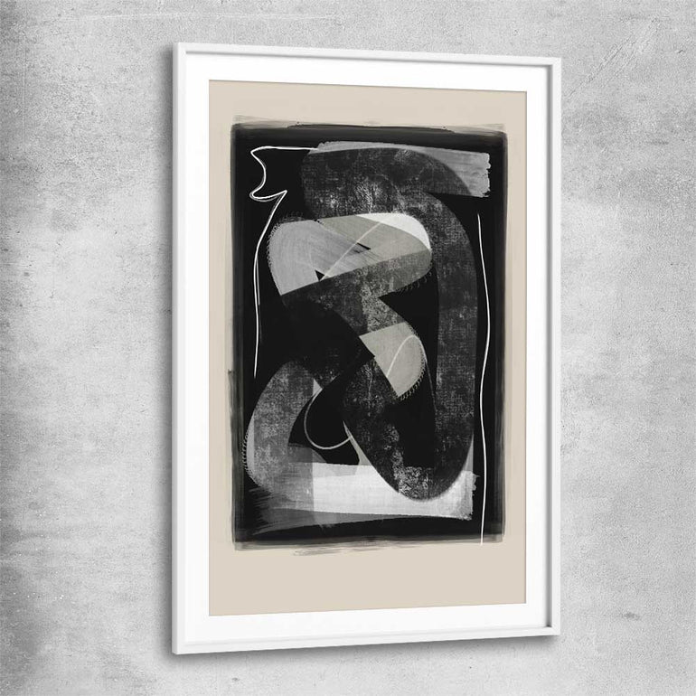 Dark Flow white glass front frame - part of our high quality canvas abstract wall art collection