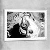 Darkened Swirls white glass front frame - part of our high quality canvas abstract wall art collection