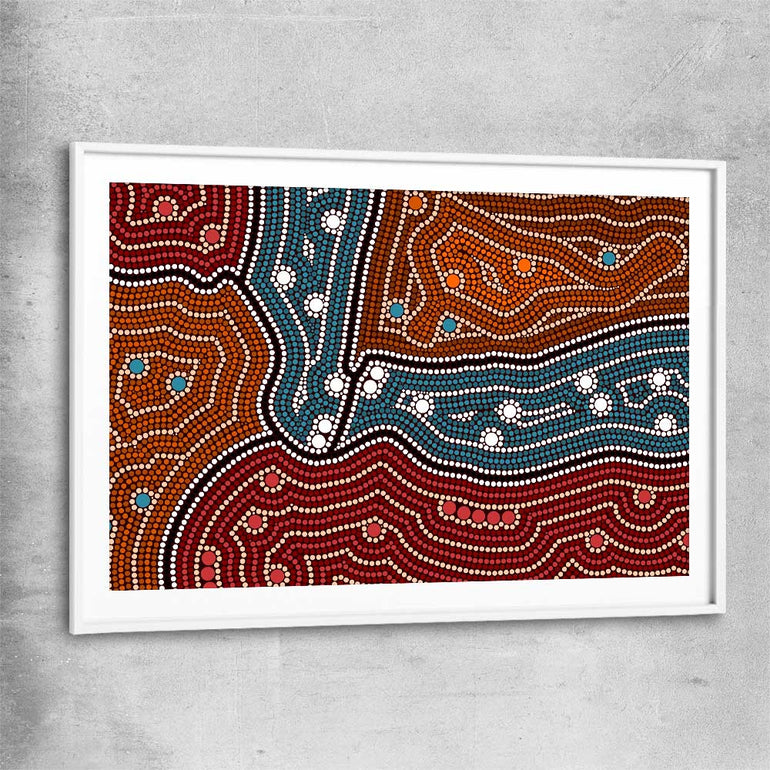 Dots of Night white glass front frame - part of our high quality canvas abstract wall art collection
