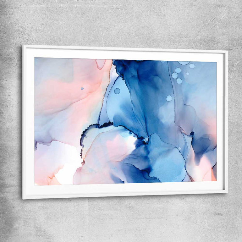 Ethereal Smoke white glass front frame - part of our high quality canvas abstract wall art collection