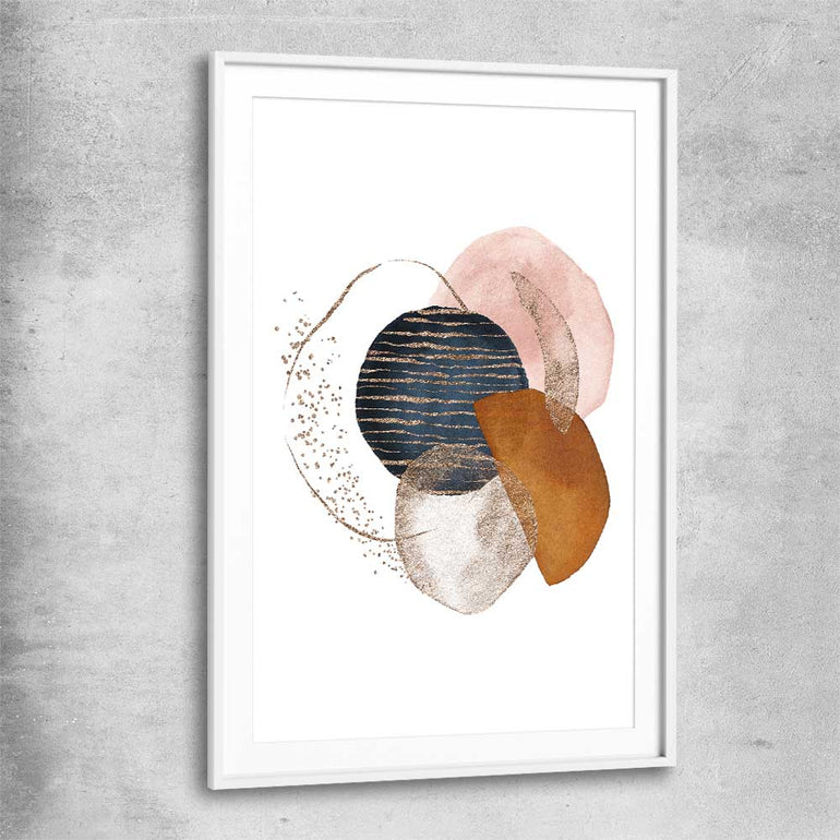 Gold Glitter white glass front frame - part of our high quality canvas abstract wall art collection