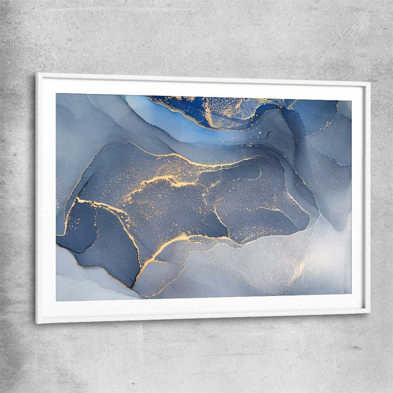 Golden Marble white glass front frame - part of our high quality canvas abstract wall art collection