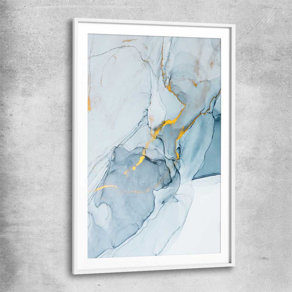 Golden Veins One white glass front frame - part of our high quality canvas abstract wall art collection