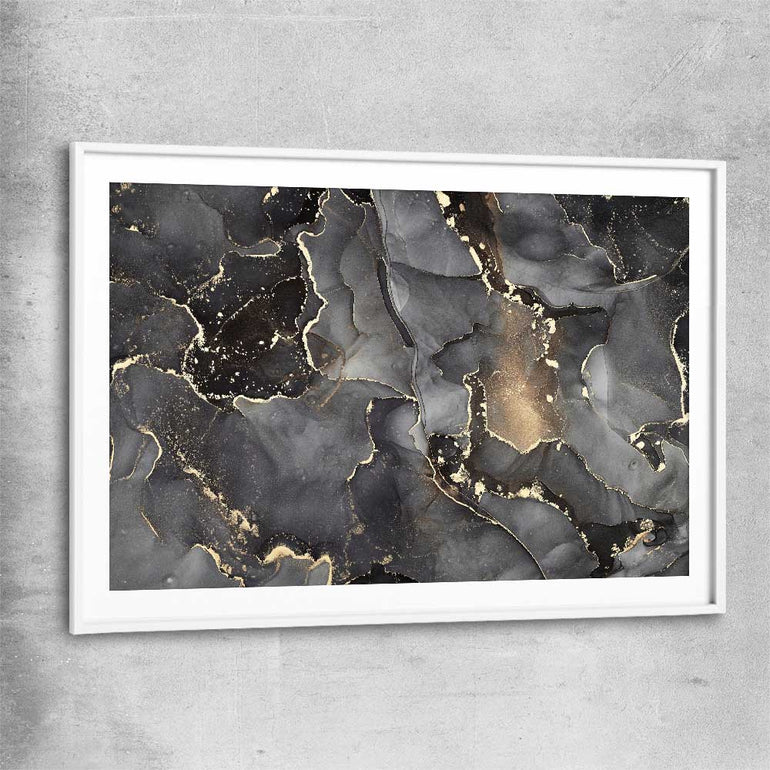 Grey Vapours white glass front frame - part of our high quality canvas abstract wall art collection