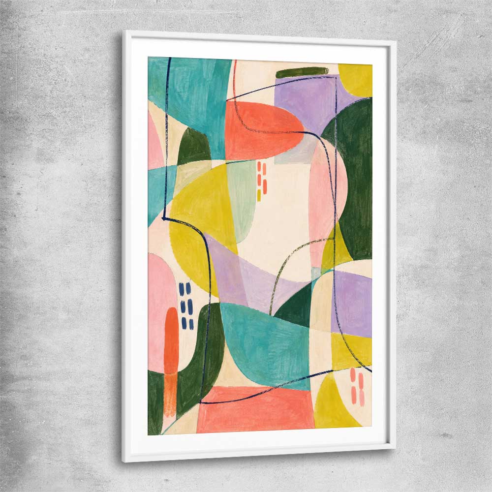 Layered Open Colour white glass front frame - part of our high quality canvas abstract wall art collection