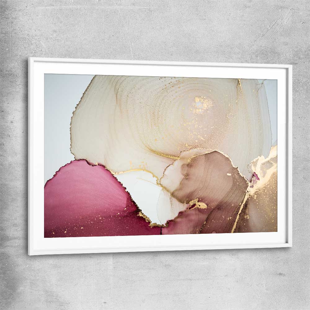 Maroon Depth white glass front frame - part of our high quality canvas abstract wall art collection