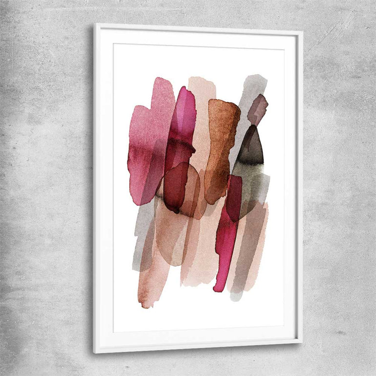 Maroon Tones One white glass front frame - part of our high quality canvas abstract wall art collection