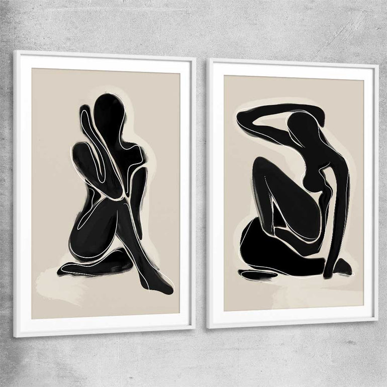 Matisse Shadow Pair white glass front frame - part of our high quality canvas abstract wall art collection