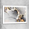 Meandering Greys white glass front frame - part of our high quality canvas abstract wall art collection
