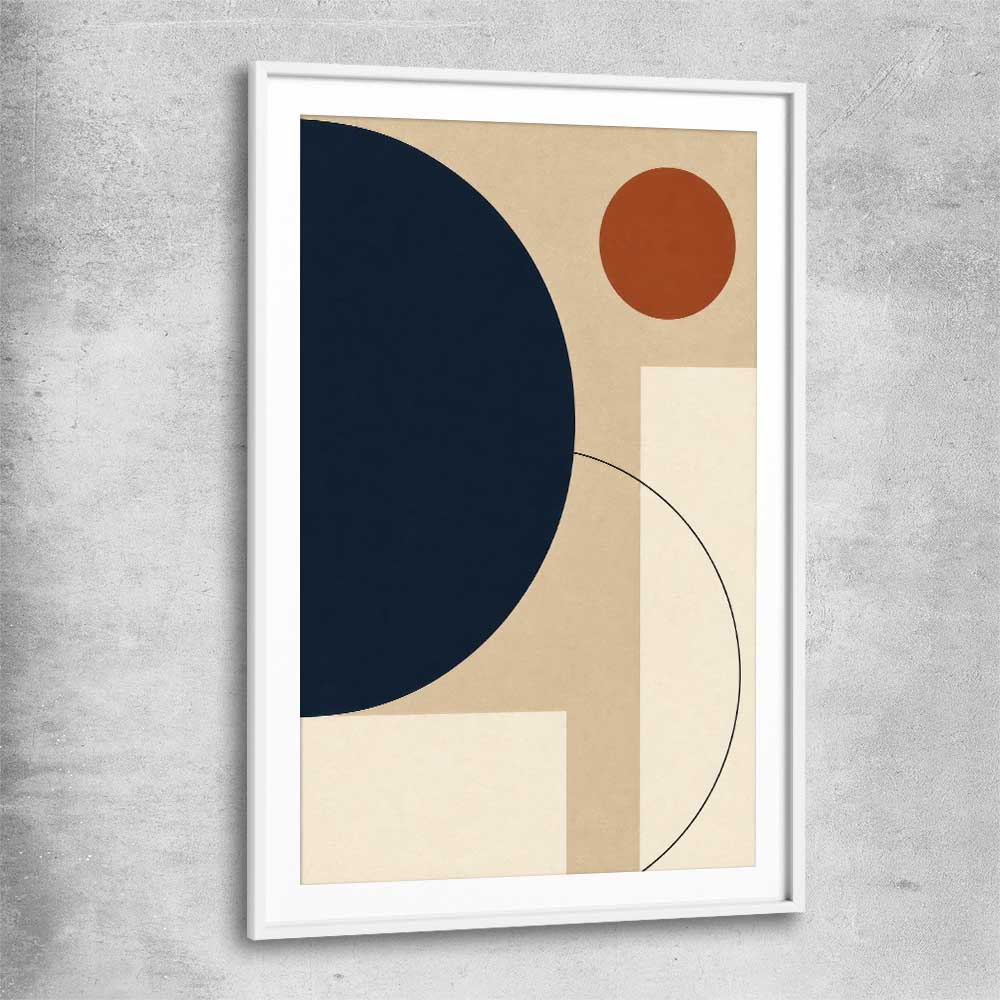 Midnight Sand Orbit white glass front frame - part of our high quality canvas abstract wall art collection
