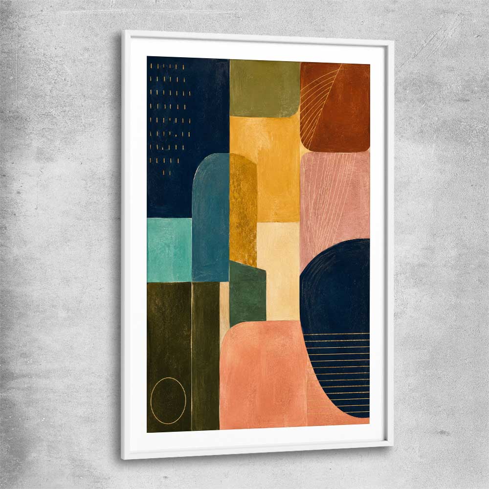 Modern Colours white glass front frame - part of our high quality canvas abstract wall art collection