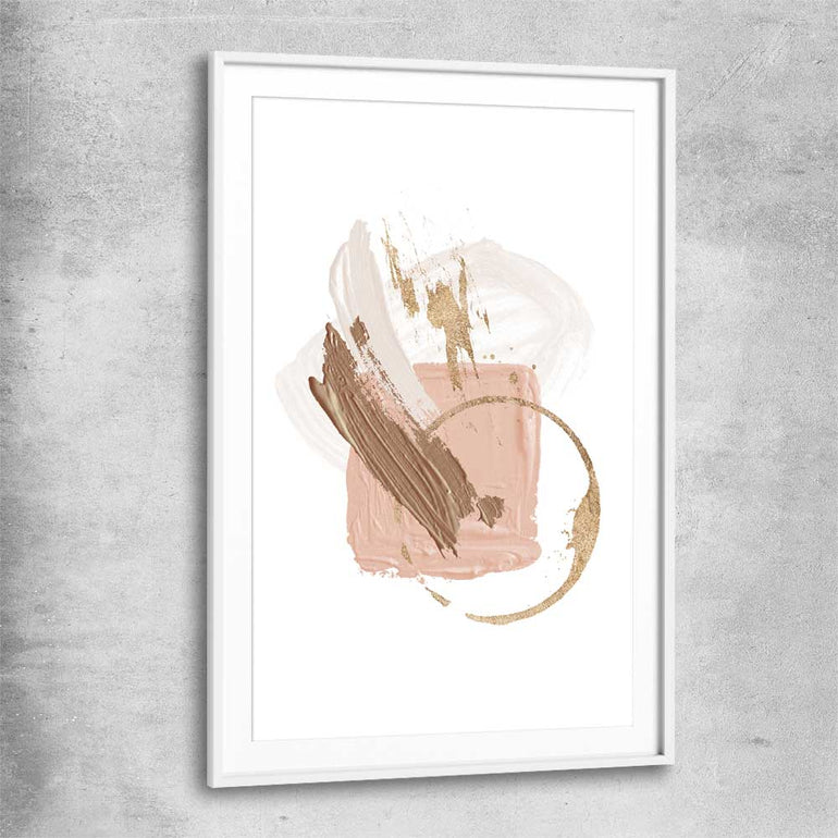 Neutral Strokes Two white glass front frame - part of our high quality canvas abstract wall art collection