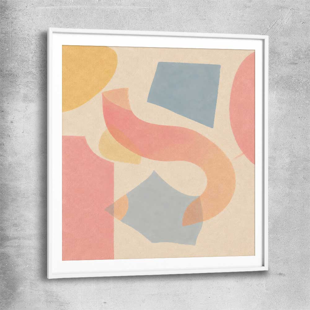 Paper and Pastel white glass front frame - part of our high quality canvas abstract wall art collection