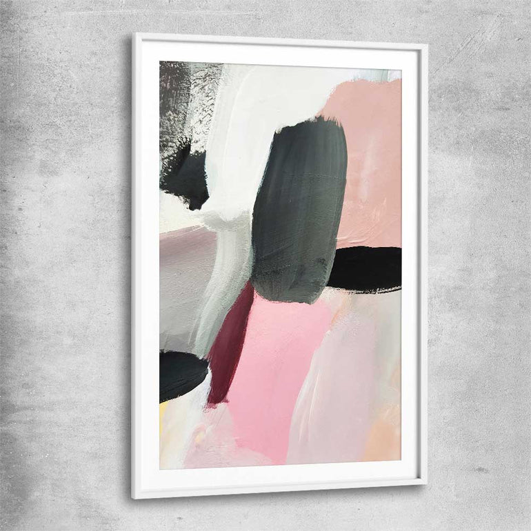 Pastel Strokes white glass front frame - part of our high quality canvas abstract wall art collection