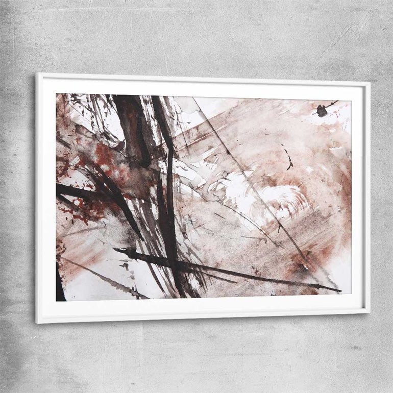 Sharp Strokes white glass front frame - part of our high quality canvas abstract wall art collection